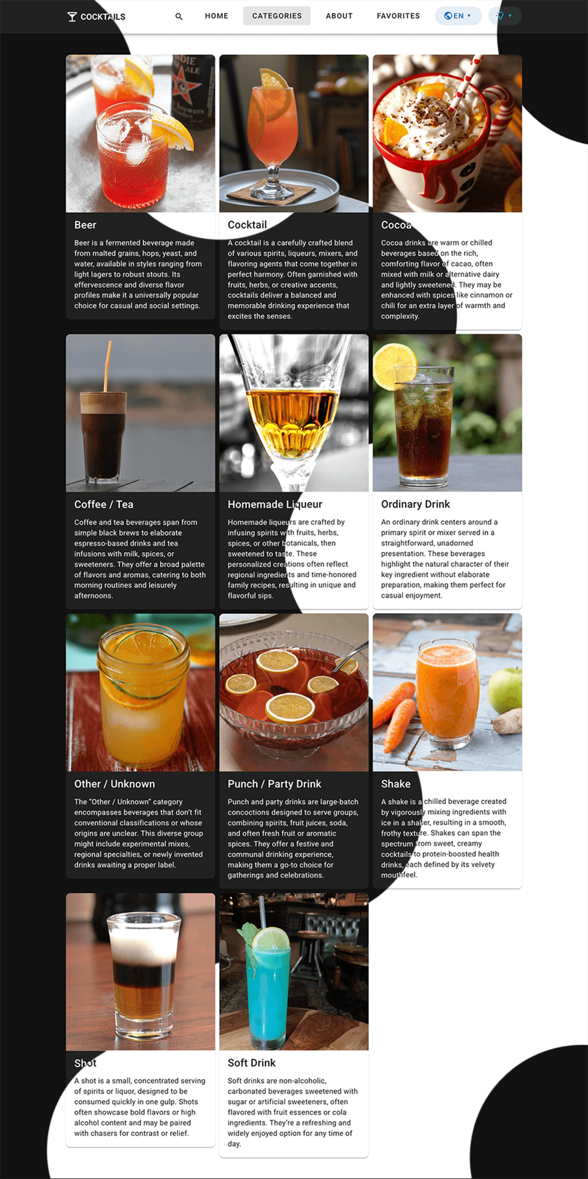 Скриншот приложения Cocktails