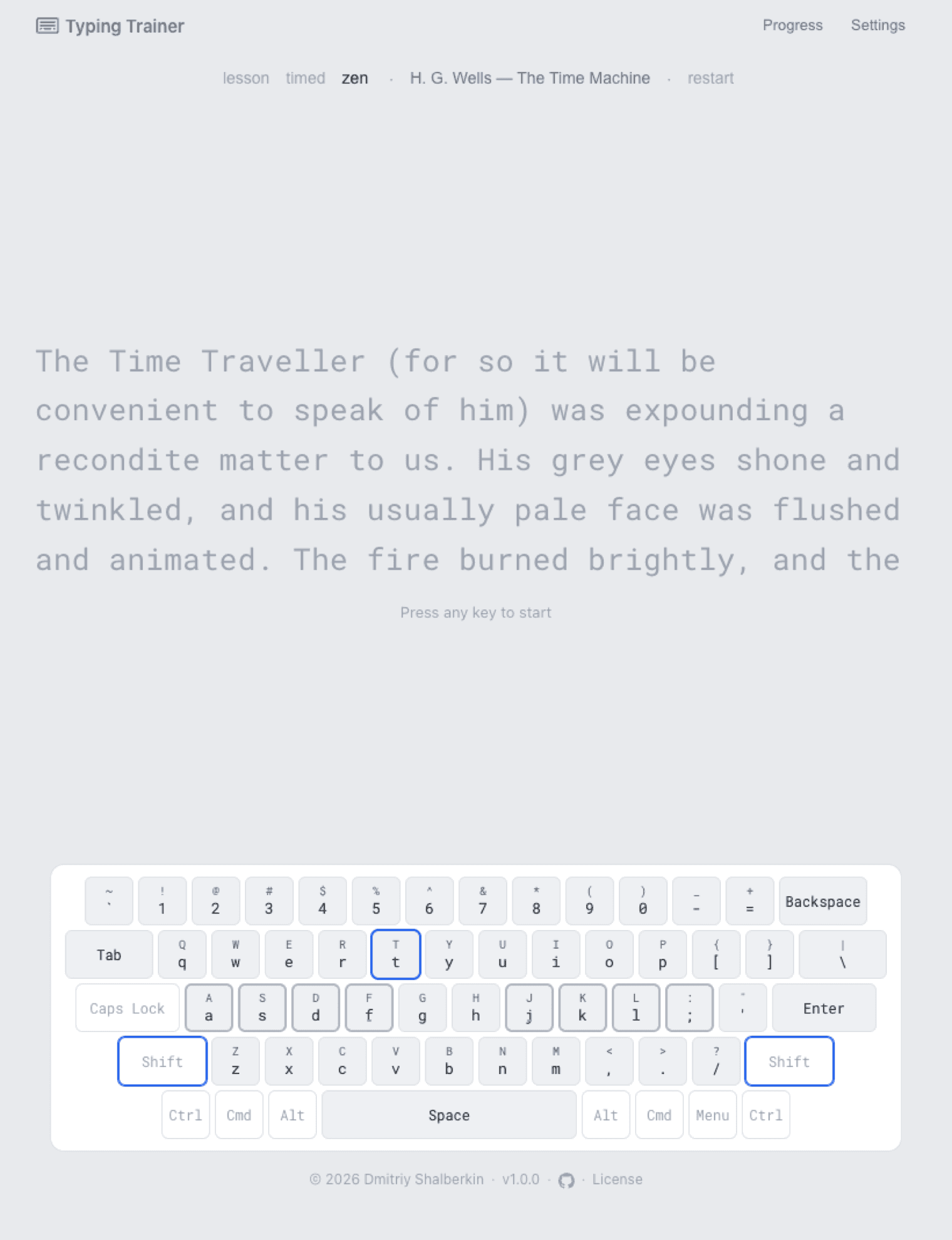 Скриншот приложения Typing Trainer